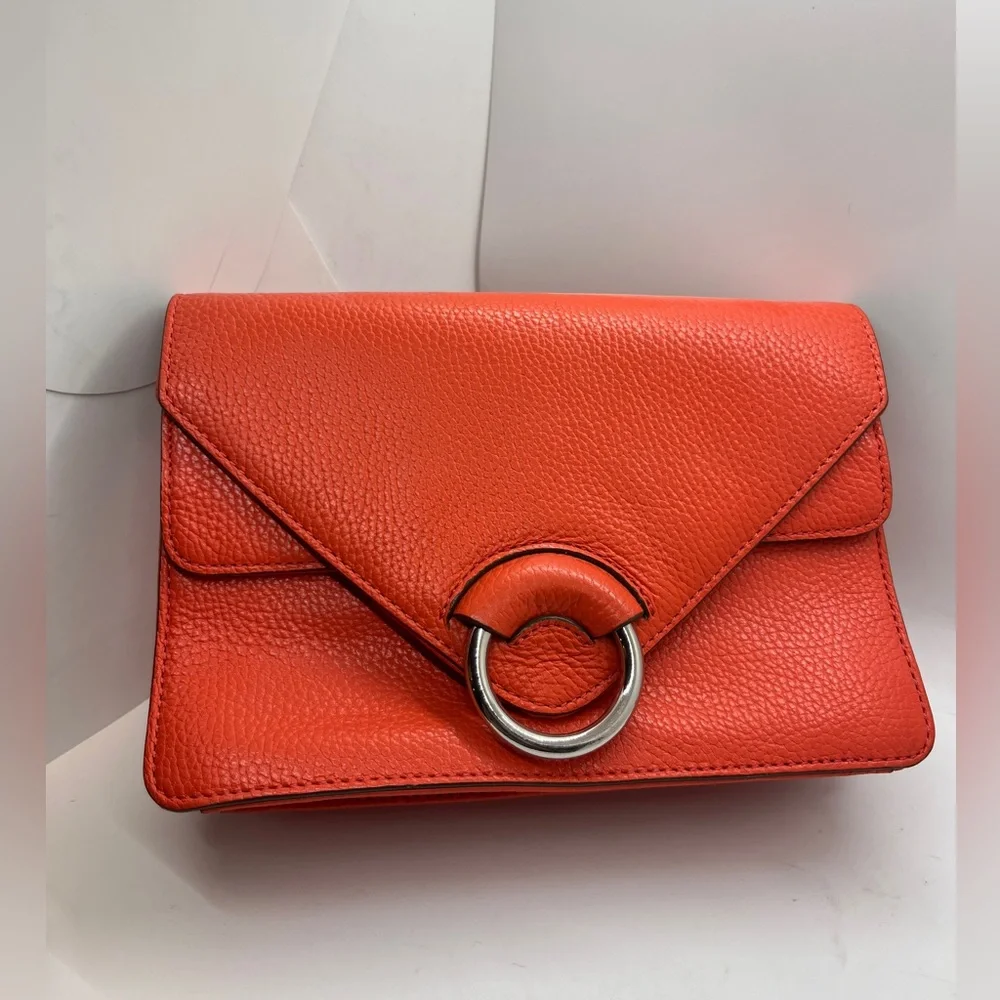 Banana Republic structured leather crossbody shoulder chic bag in Orange